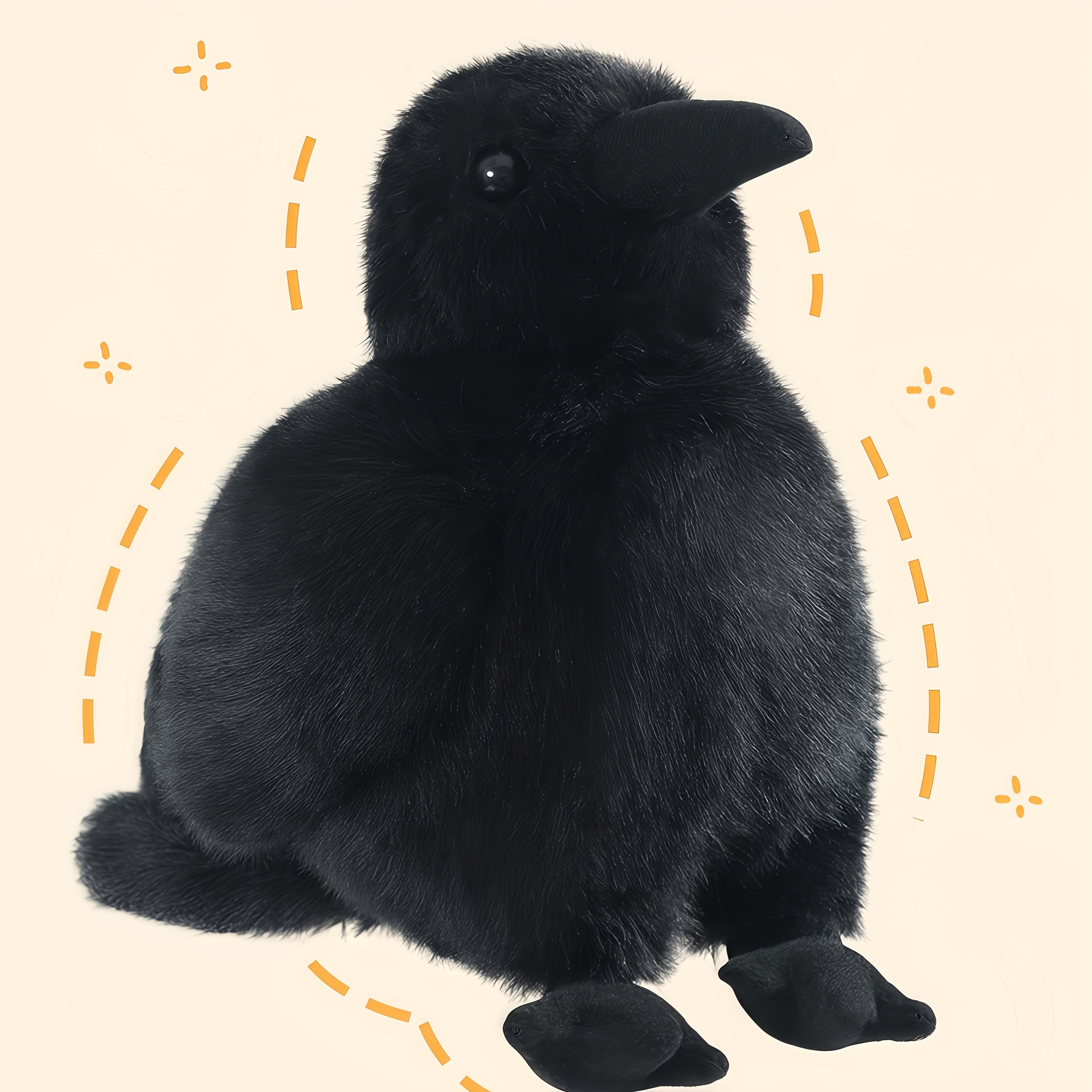 Realistic Plush Crow Toy Soft Fluffy Stuffed Animal - 3 Sizes & Styles
