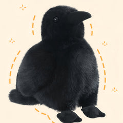 Realistic Plush Crow Toy Soft Fluffy Stuffed Animal - 3 Sizes & Styles
