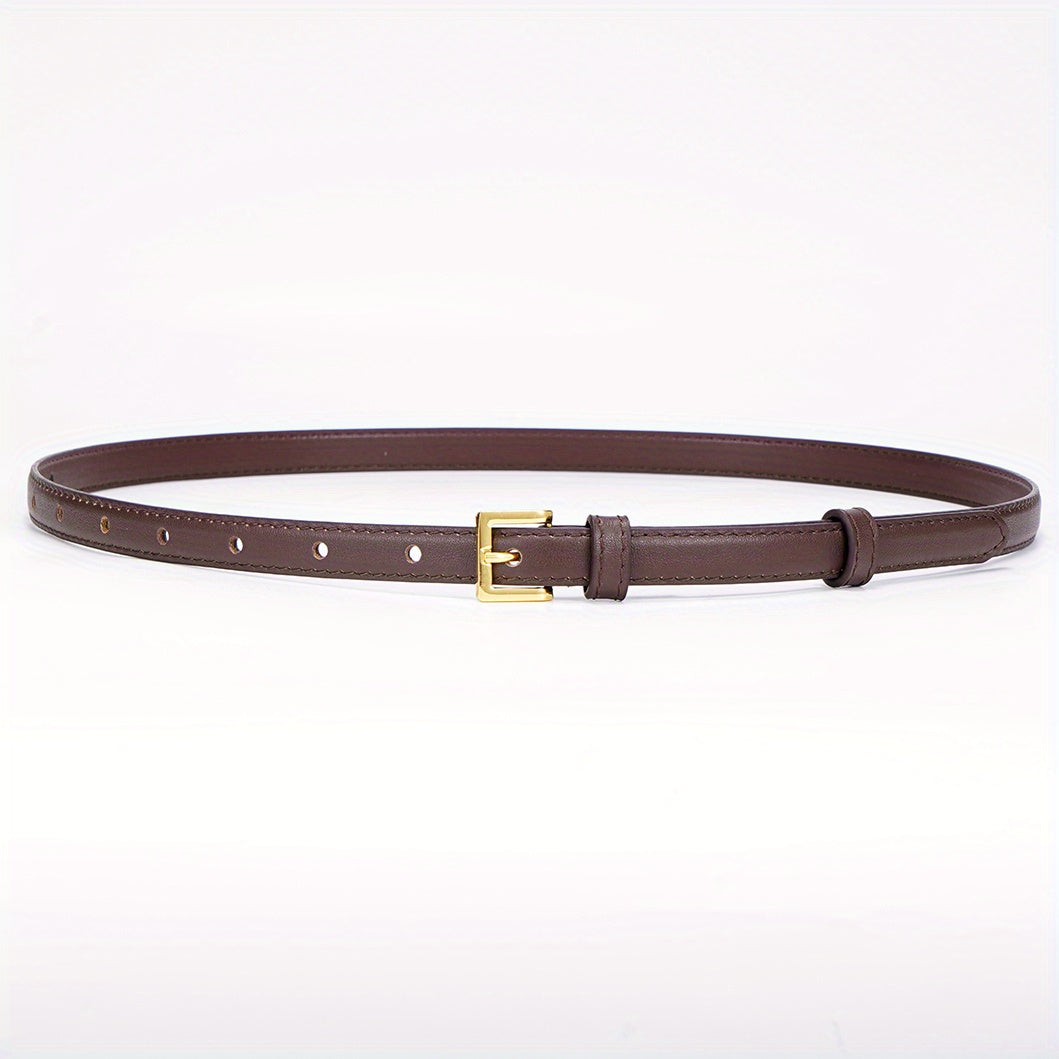 Women's Leather Thin Belt Solid Dress Coat Waistband Casual Belts