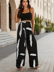Graphic Print Wide Leg Pants High Waist for Spring & Summer