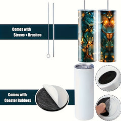 20oz Insulated Tumbler Double Wall Stainless Steel Cup with Lid and Straw