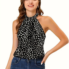 Polka Dots Halter Neck Tank Top for Summer
