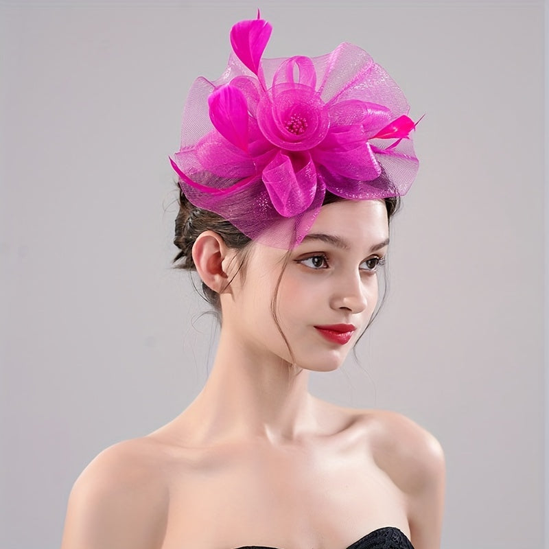 Mesh Flower & Feather Headpiece Hair Accessory