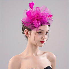 Mesh Flower & Feather Headpiece Hair Accessory