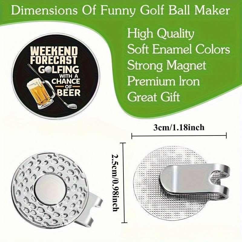 2 Magnetic Metal Clips for Golf Hats, Ball Marker, Compact Gift