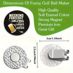 2 Magnetic Metal Clips for Golf Hats, Ball Marker, Compact Gift