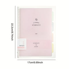 A5 Pink Notebook 60 Pages Beige Inner Page Rotating Binder Clip Large Capacity