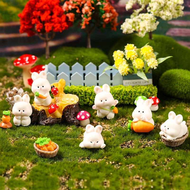 Mini Bunny Carrot Ornament Rabbit Basket Dollhouse Micro Landscape Toy