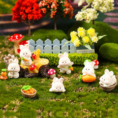 Mini Bunny Carrot Ornament Rabbit Basket Dollhouse Micro Landscape Toy