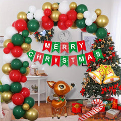Red Golden Garland Balloon Chain Christmas Party Decoration Set