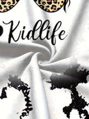 Girls KIDLIFE & Ink Print Crew Neck Short Sleeve T shirt