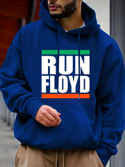 Men's Letter Print Hooded Sweatshirt Drawstrings