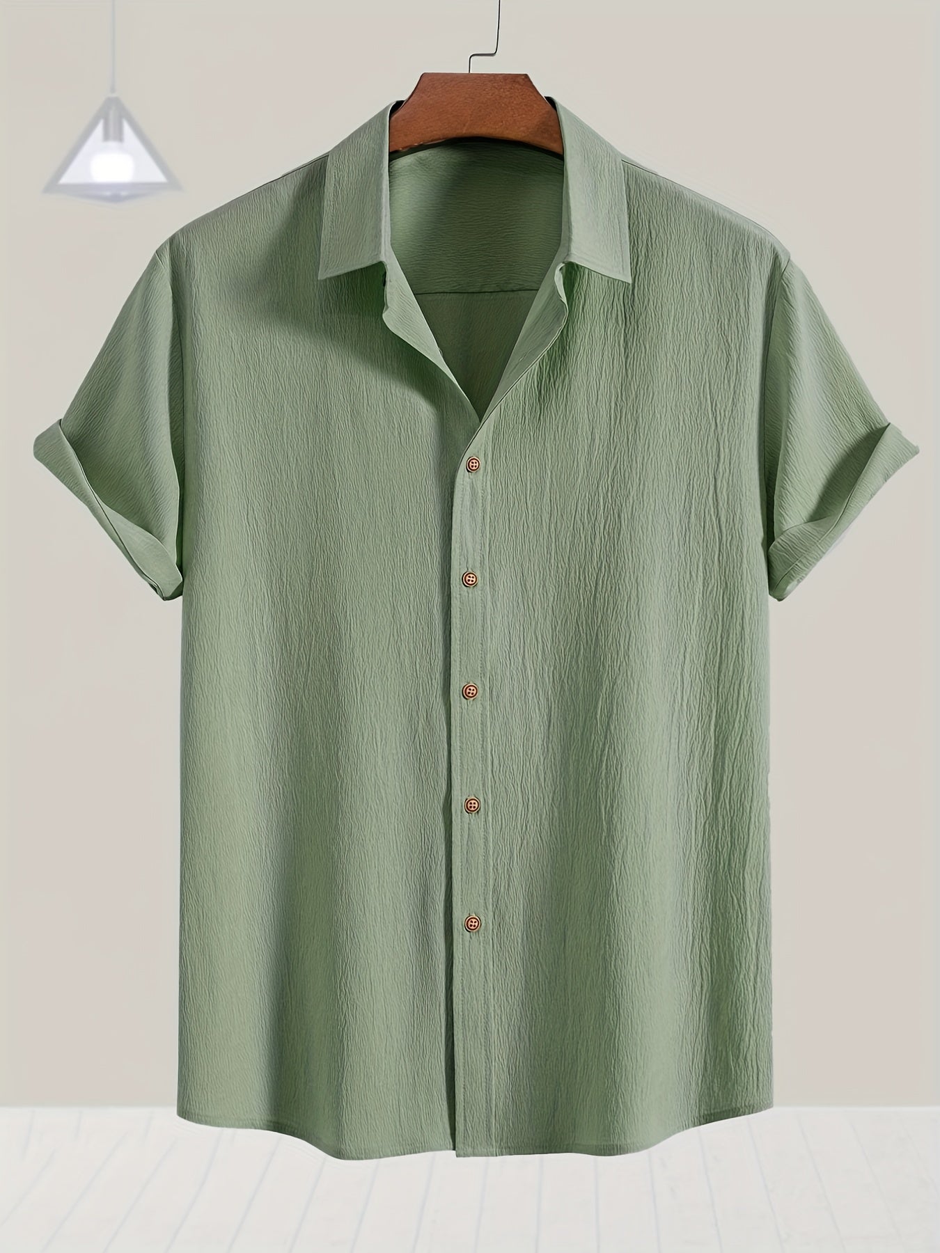 Men's Solid Lapel Short Sleeve Business Shirt
