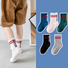 5 Pairs Boys Kids Casual Breathable Sports Socks for Autumn Spring