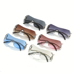 Y2K One Piece Sunglasses Snake Charm Gradient Rimless Glasses UV400