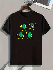 Cartoon Leaf Pattern Print Men's Sports T-shirt