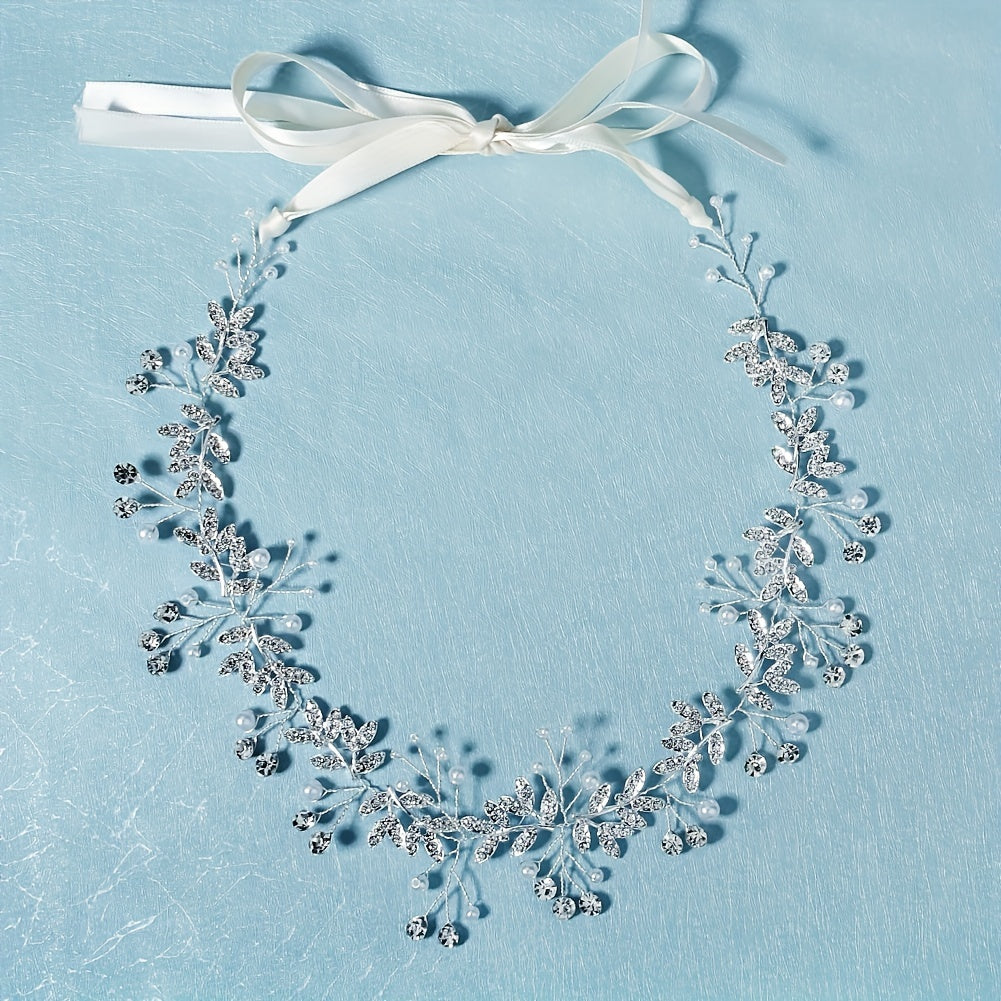 Rhinestone Leaf Hair Band Bridal Wedding Headwear