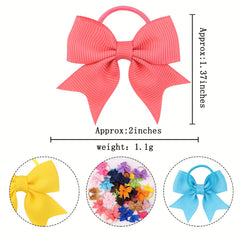 40pcs Children's Bow Leather Hairbands Hair Rings 5.08 cm Bow Bands