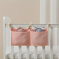 Double Layer Cotton Baby Bedside Storage Bag with Toy Collection Hanging Bag