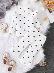 Baby Girls Love Heart Print Top Trousers Set