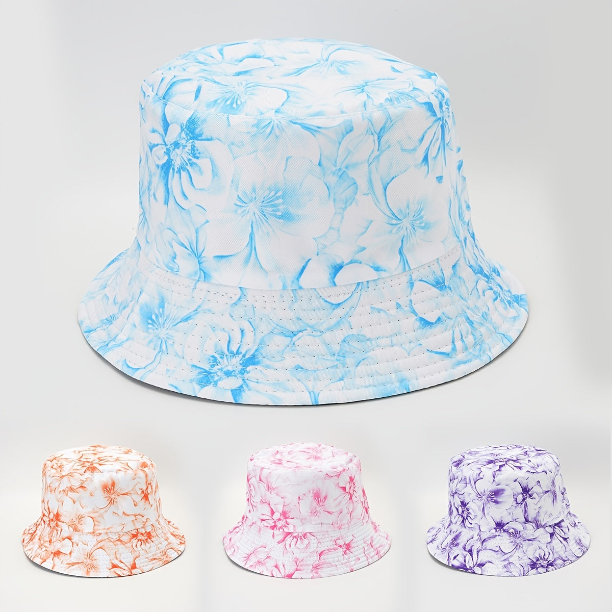 Vintage Print Reversible Bucket Hat Summer Beach Travel Fisherman Cap