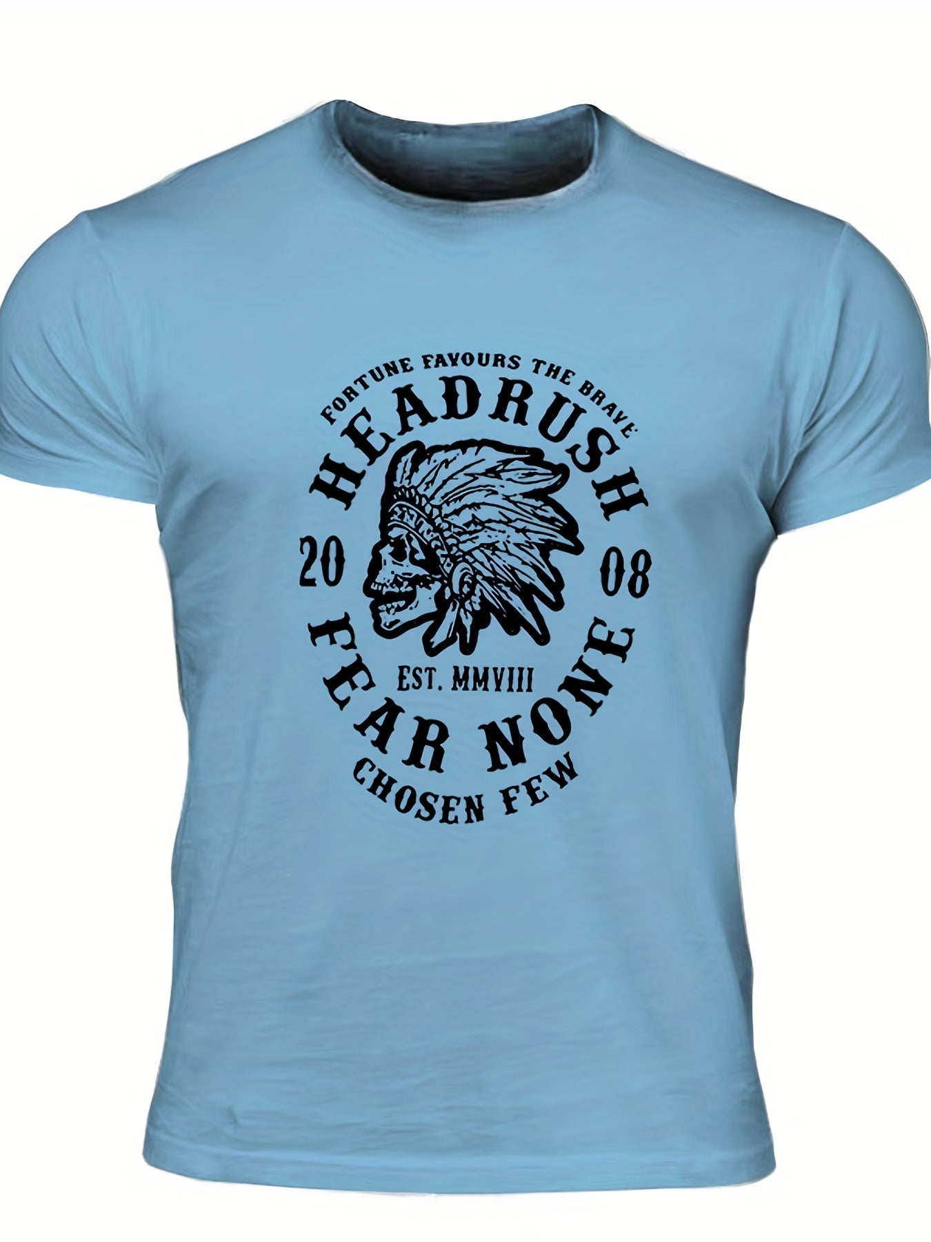 Men's Fear None Print T-shirt Crew Neck Tee