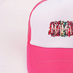 Leopard Print Baseball Cap Rose Red Adjustable Trucker Hat Breathable