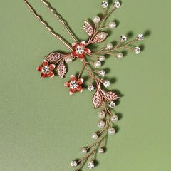 Bridal Hair Pins Flower Bride Headpieces Faux Pearls Hair Clips Crystal Wedding