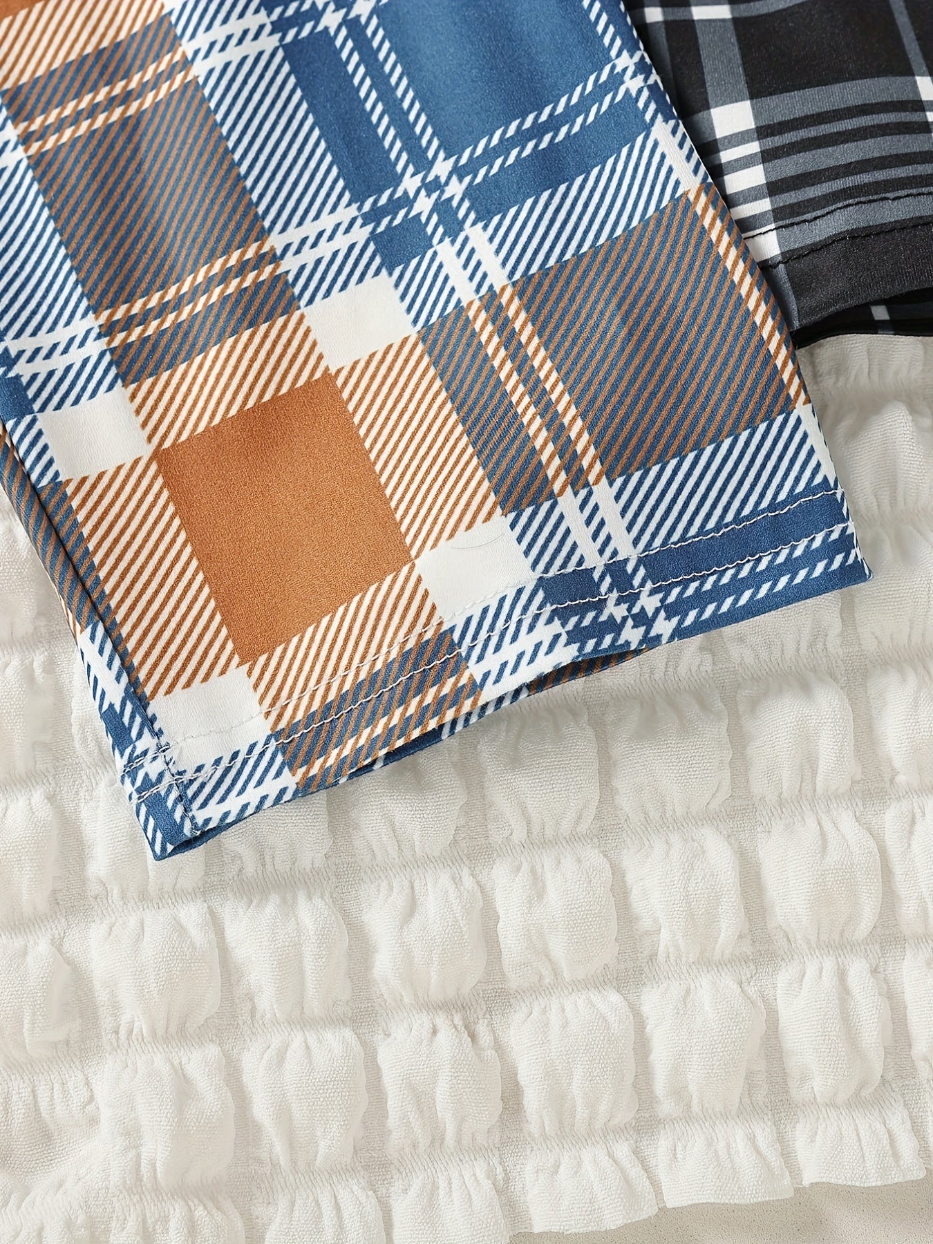 3pcs Boys Casual Plaid Straight Loose Long Pants for Spring & Autumn