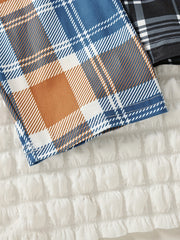 3pcs Boys Casual Plaid Straight Loose Long Pants for Spring & Autumn