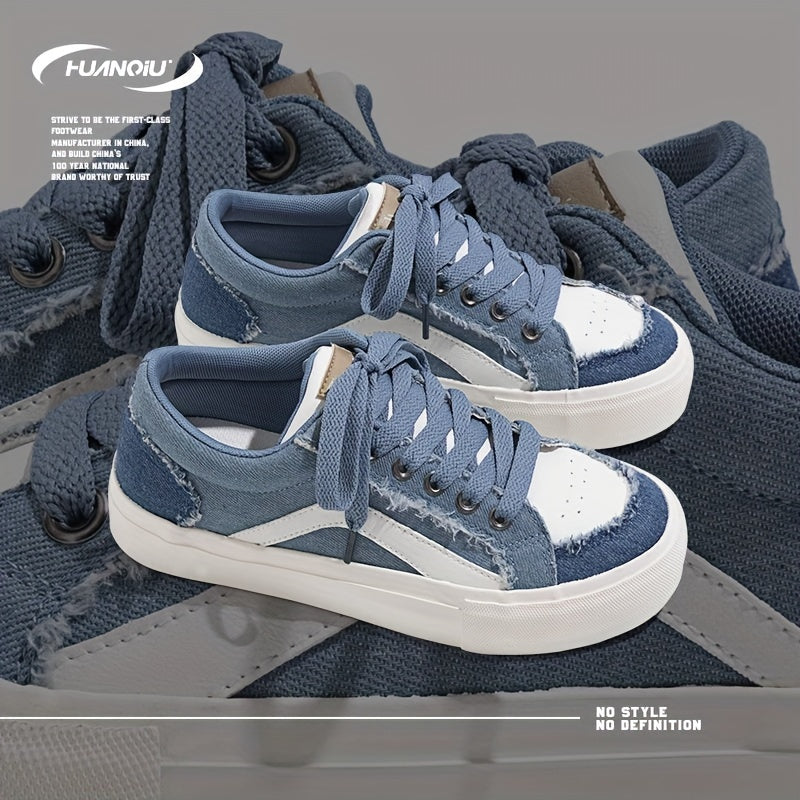 HUANQIU Lace-Up Retro Denim Board Shoes