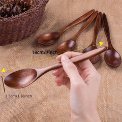 10pcs Wooden Spoons Soup Spoon Set 7 3 Inches Long Handle Natural Table Eating