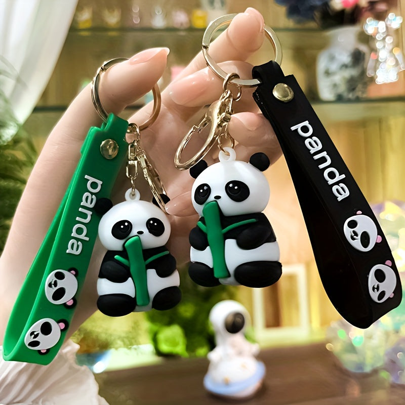 Bamboo Panda Keychain Soft Rubber Pendant for Small Ornaments