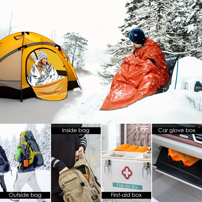 2pcs Emergency Sleeping Blankets with Survival Whistles