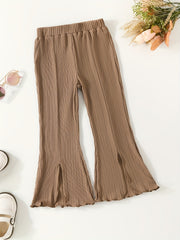 Toddler Girls Slim Bell Bottom Pants with Split Cuffs