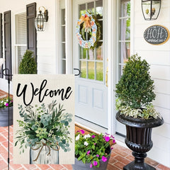 Spring Welcome Garden Flag Floral Mason Jar 30 48x45 72 Cm Double Sided
