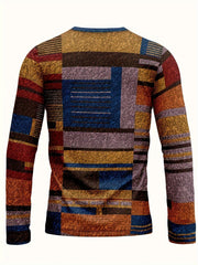 Geometry Print Men's Long Sleeve T-shirt for Autumn
