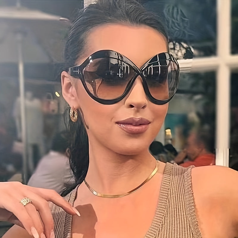 Stylish Oversized Oval Sunglasses Women Large UV Protection