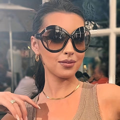 Stylish Oversized Oval Sunglasses Women Large UV Protection