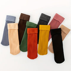 10 Pairs Fuzzy Socks Comfy Warm Mid Tube Stockings Women's Hosiery