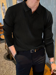 Men's Knit Polo Shirt V Neck Pullover Sweater