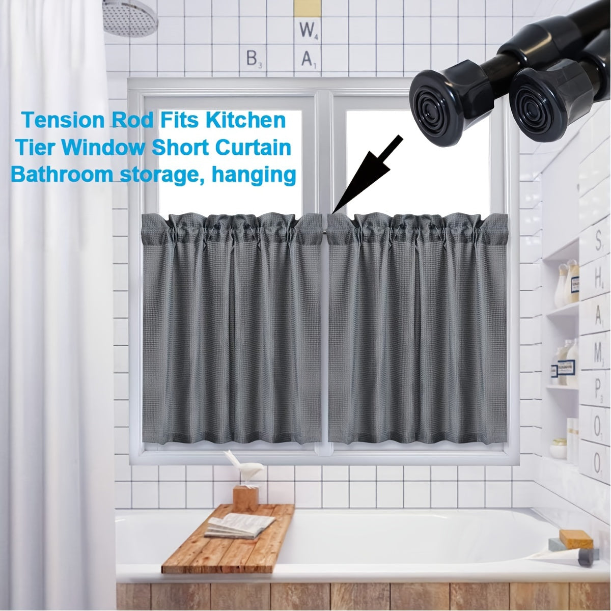 2pcs Small Curtain Tension Rods 28", No Drilling Needed