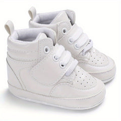 Baby Boys High Top Sneakers Hook & Loop Fastener Toddlers Outdoor Walking Shoes