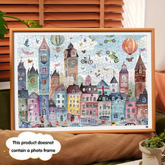 1000pcs Jigsaw Puzzle Hot Air Balloon House Scratch Resistant Waterproof