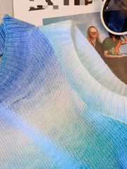 Tie Dye Backless Sweater Vest Sexy Crew Neck Sleeveless Vest