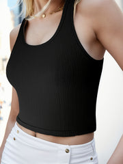 Solid Tank Top Casual Crew Neck Summer Sleeveless Top Women's Clothing
