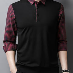 Men's Button Stripe Long Sleeve Shirt For Winter Fall