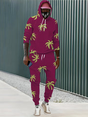 Flowers Print Men's 2pcs Hoodie & Sweatpants Set