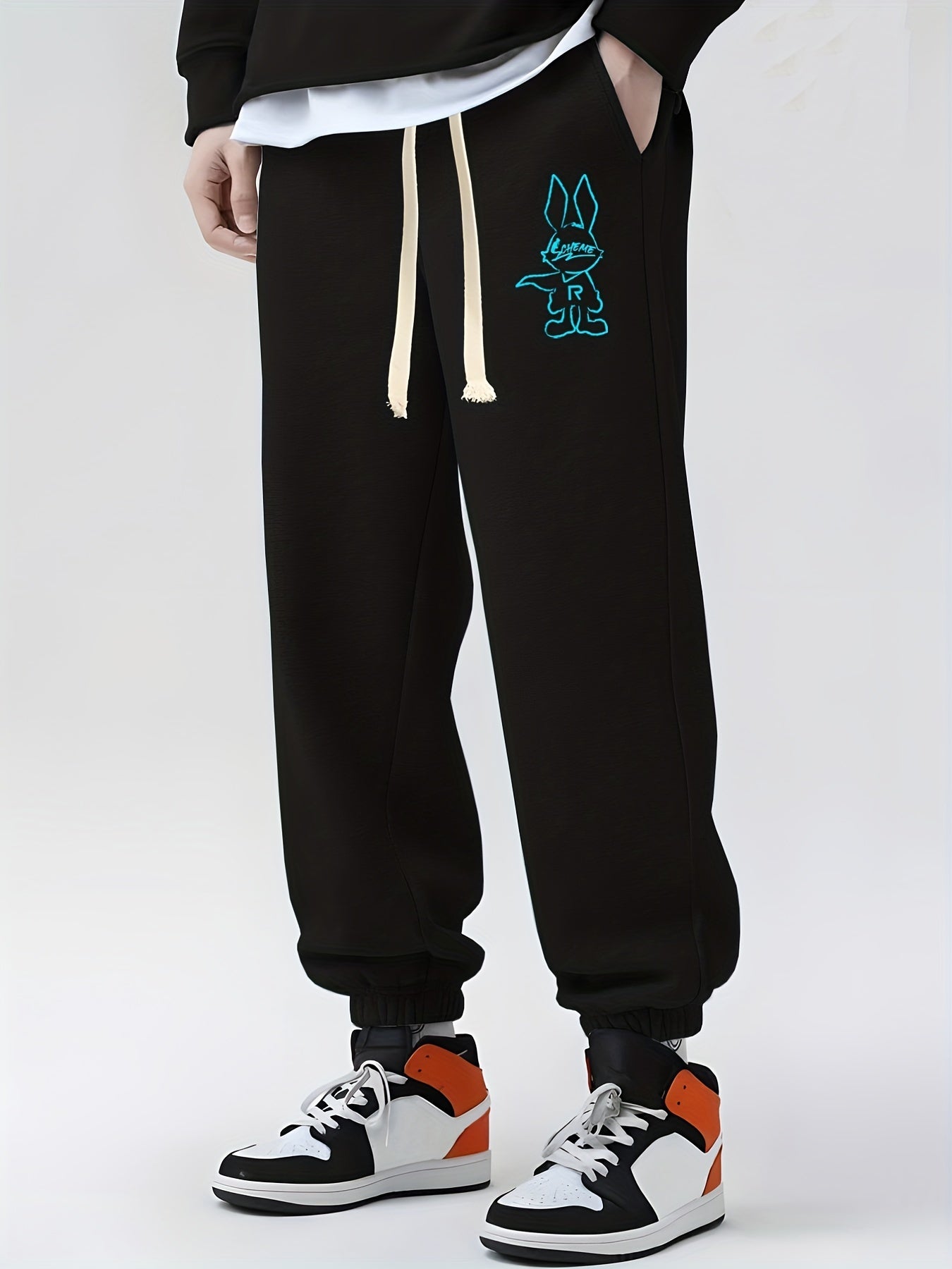 Rabbit Hero Drawstring Sweatpants Loose Fit Casual Joggers For Men