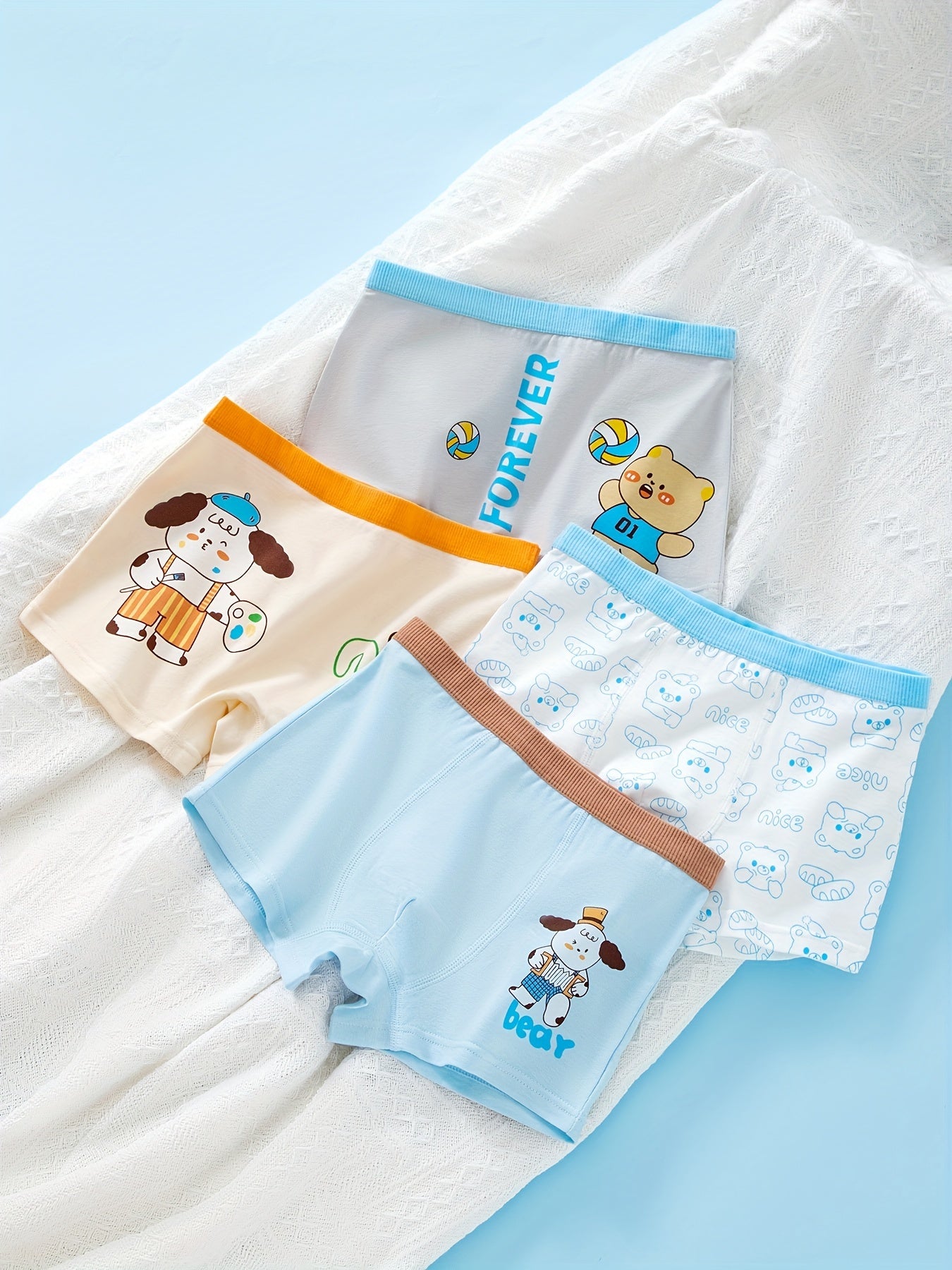 4pcs Boy's Animal Pattern Boxer Briefs Comfy Underpants